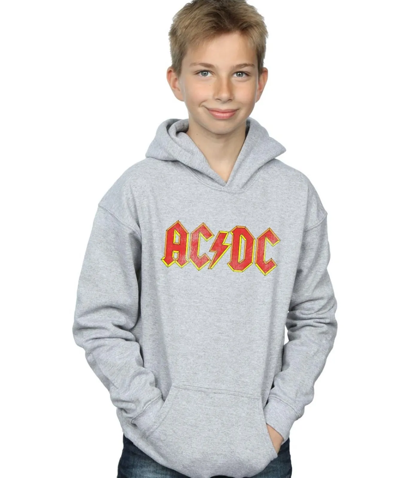 Kinderen AC/DC DISTRESSED LOGO - Trui met kap - Grijs