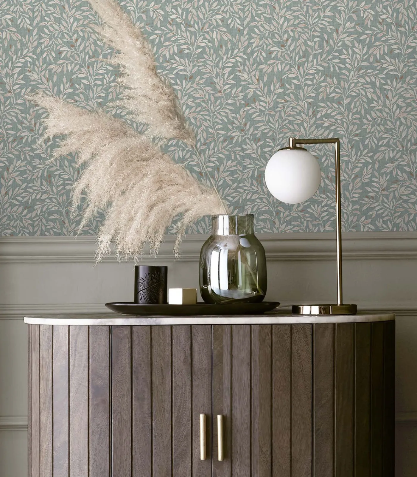 Best Ditsy Leaf Blauw 10mx52cm Wanddecoratie