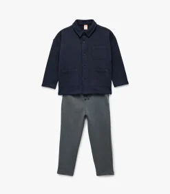 Kinderen Koton Donkerblauw Babyset Katoen Hemd en Broek