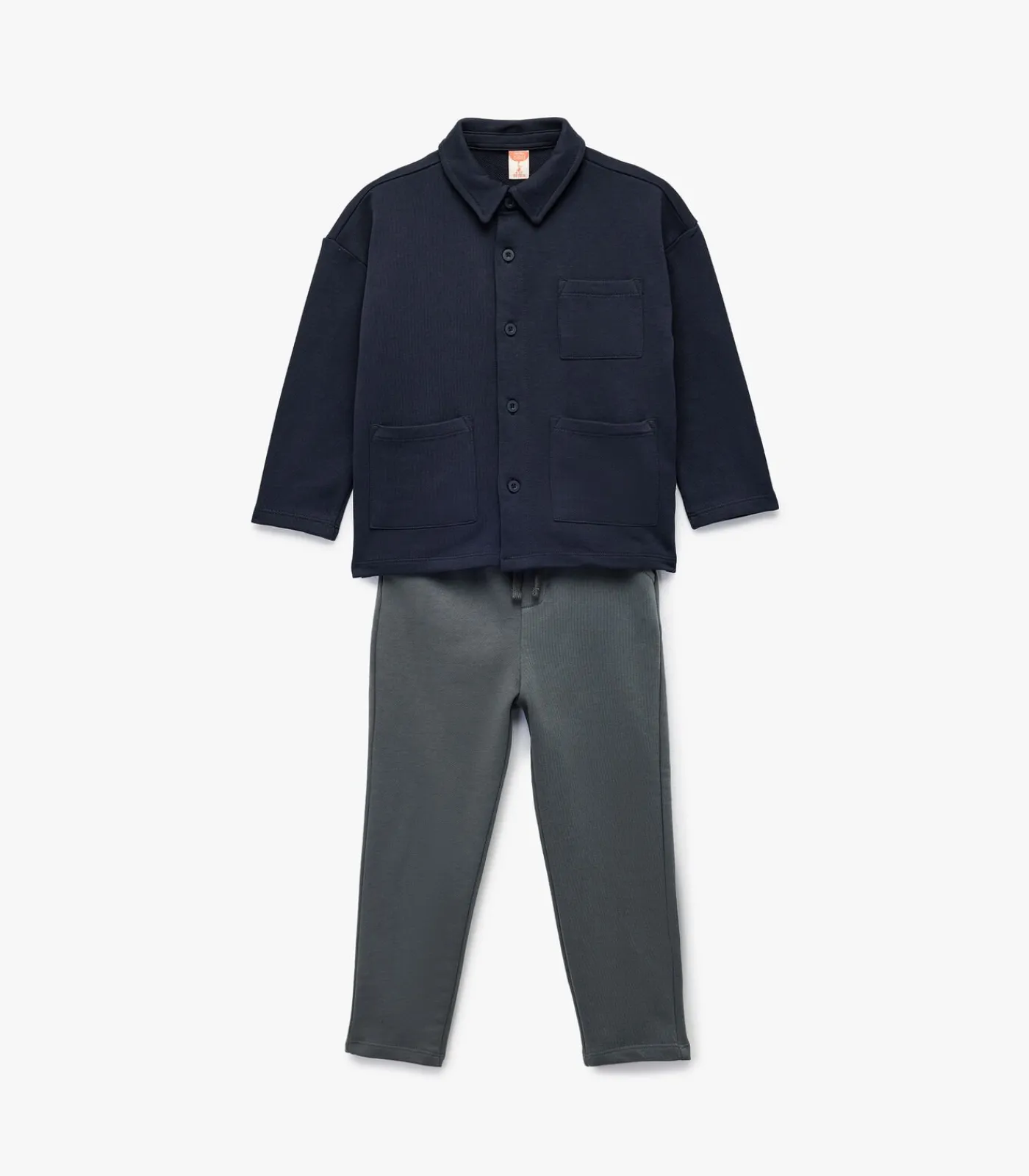 Kinderen Koton Donkerblauw Babyset Katoen Hemd en Broek