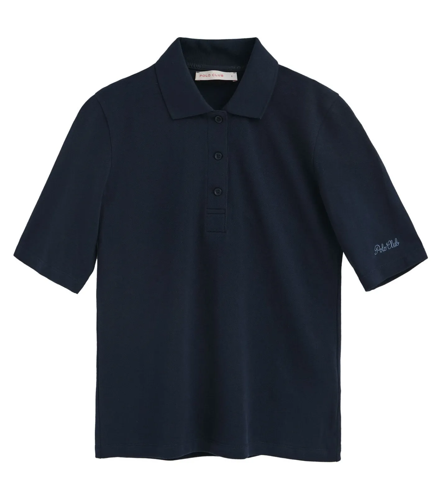 DAMES Polo Club Donkerblauwe polo met halflange mouwen en geborduurd -logo