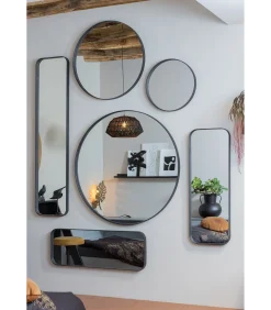 WOOOD Doutzen Spiegel - Metaal - Zwart - 50x50x5