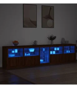 vidaXL Dressoir met LED-verlichting 283x37x67 cm bruin eikenkleur