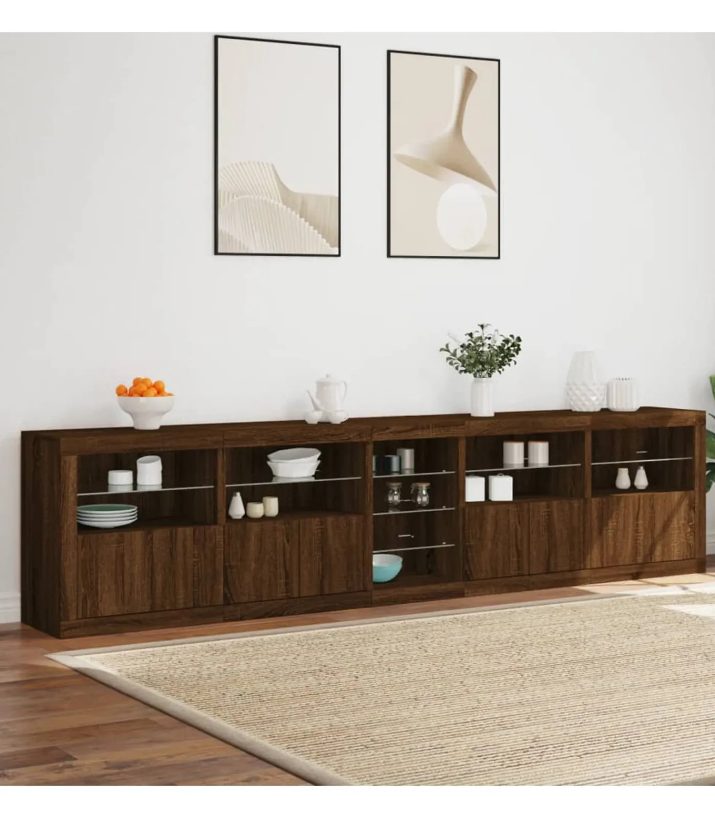 vidaXL Dressoir met LED-verlichting 283x37x67 cm bruin eikenkleur