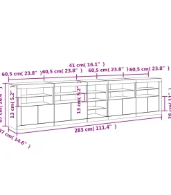vidaXL Dressoir met LED-verlichting 283x37x67 cm bruin eikenkleur