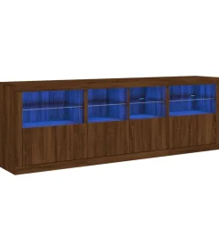 vidaXL Dressoir met LED-verlichting 202x37x67 cm bruin eikenkleur