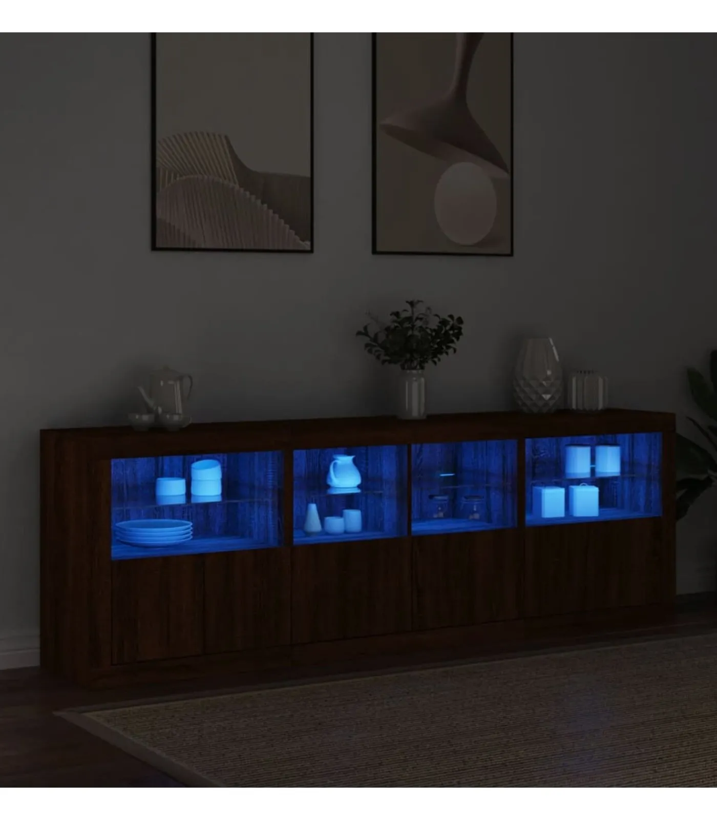 vidaXL Dressoir met LED-verlichting 202x37x67 cm bruin eikenkleur