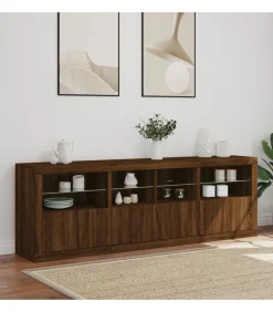 vidaXL Dressoir met LED-verlichting 202x37x67 cm bruin eikenkleur