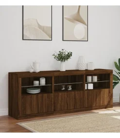 Dressoir met LED-verlichting 181,5x37x67 cm bruin eikenkleur Meubels