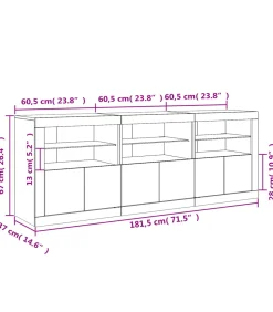 Dressoir met LED-verlichting 181,5x37x67 cm bruin eikenkleur Meubels