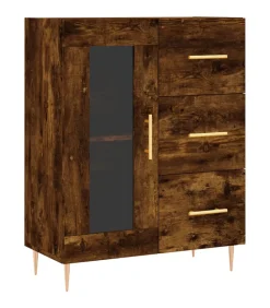 vidaXL Dressoir 69,5x34x90 cm bewerkt hout gerookt eikenkleurig