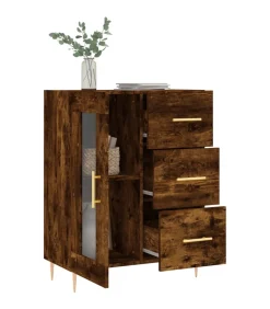 vidaXL Dressoir 69,5x34x90 cm bewerkt hout gerookt eikenkleurig