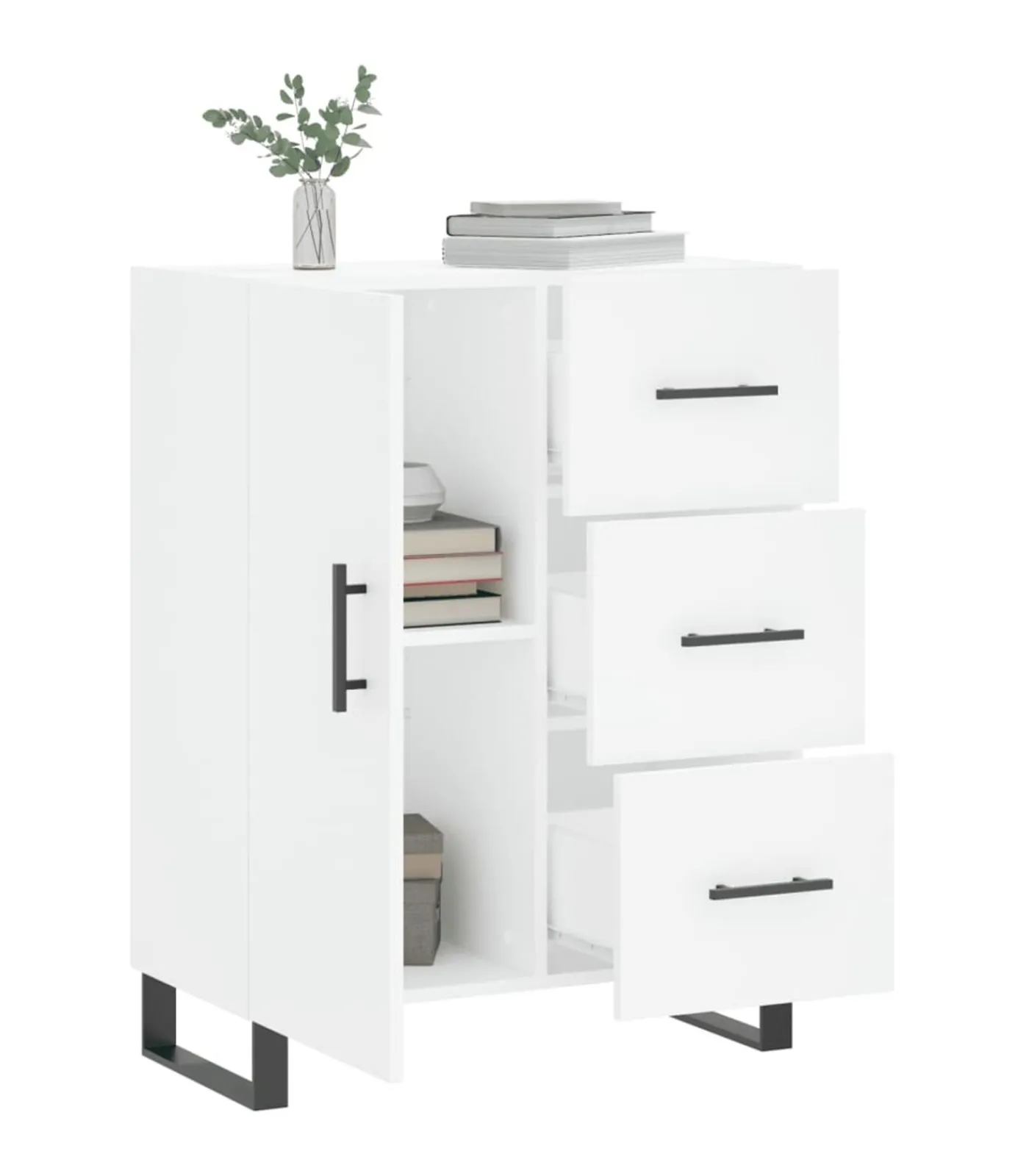 vidaXL Dressoir 69,5x34x90 cm bewerkt hout wit