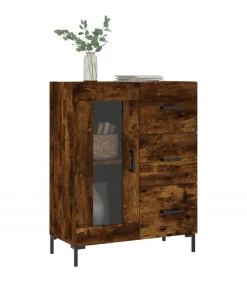 vidaXL Dressoir 69,5x34x90 cm bewerkt hout gerookt eikenkleurig