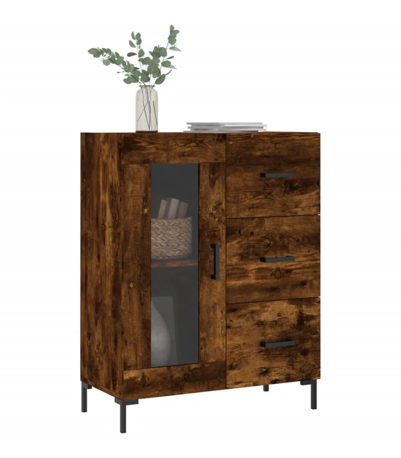 vidaXL Dressoir 69,5x34x90 cm bewerkt hout gerookt eikenkleurig