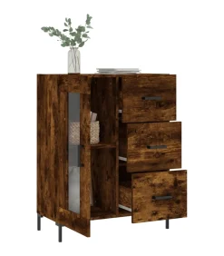 vidaXL Dressoir 69,5x34x90 cm bewerkt hout gerookt eikenkleurig