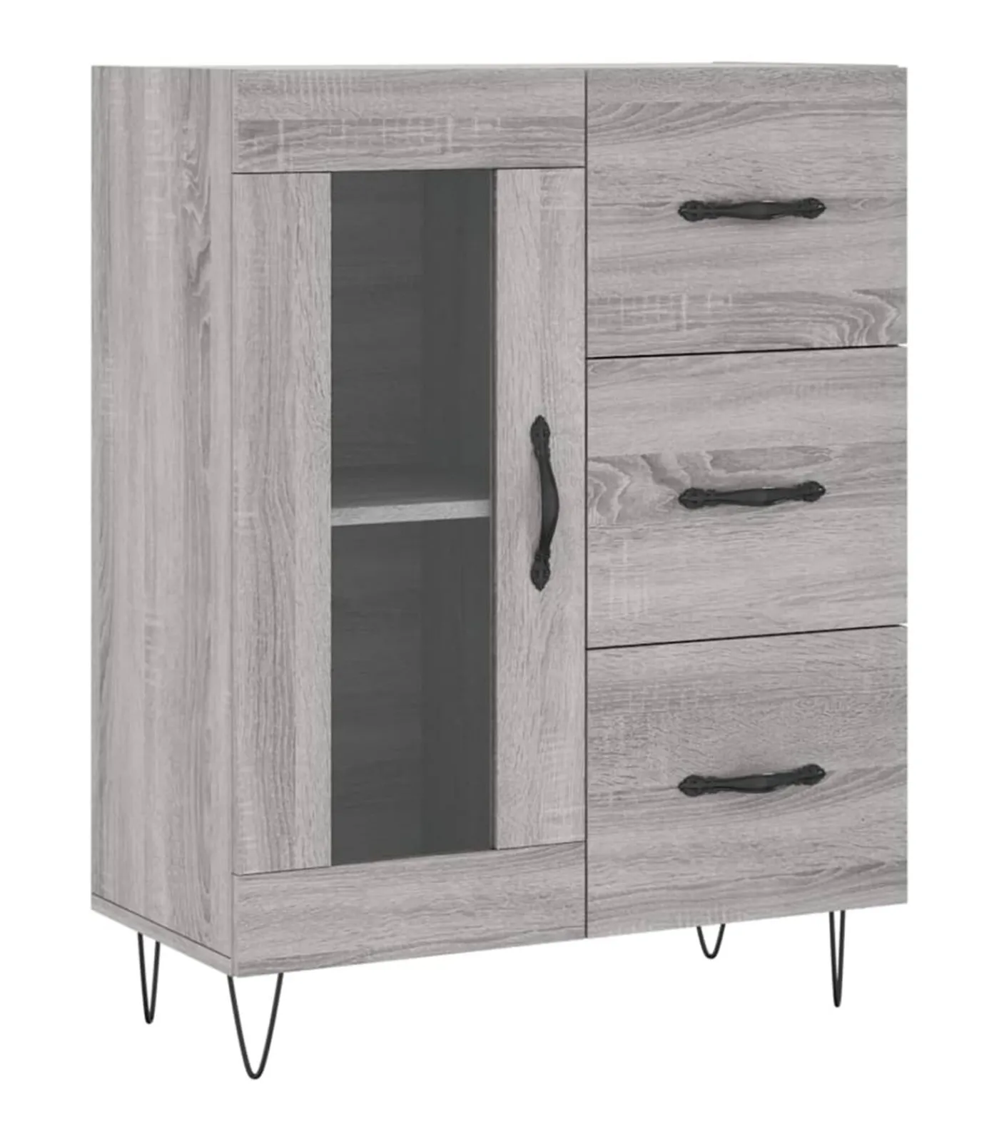 vidaXL Dressoir 69,5x34x90 cm bewerkt hout grijs sonoma eikenkleurig