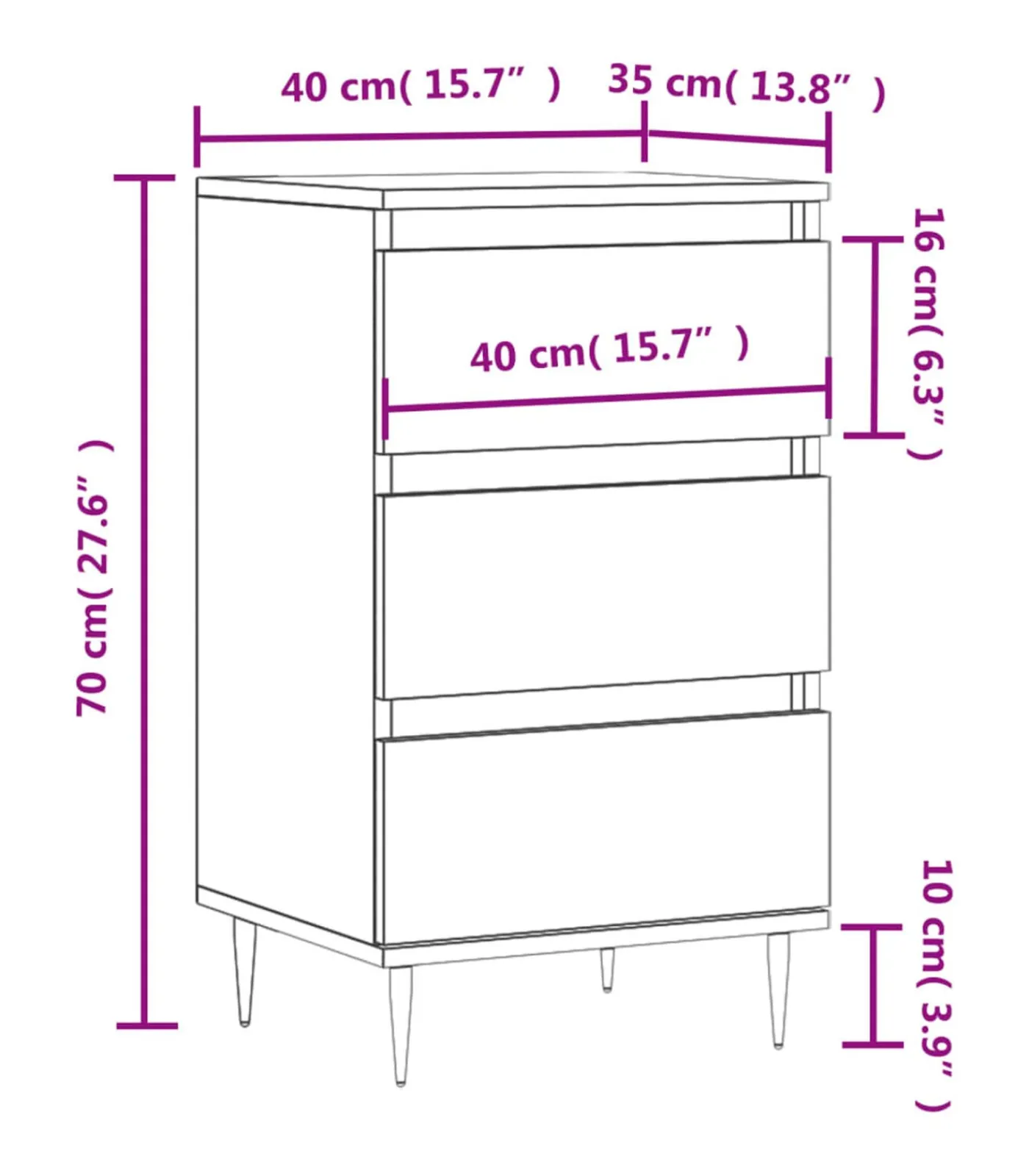 vidaXL Dressoir 40x35x70 cm bewerkt hout betongrijs