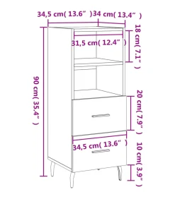 vidaXL Dressoir 34,5x34x90 cm bewerkt hout sonoma eiken