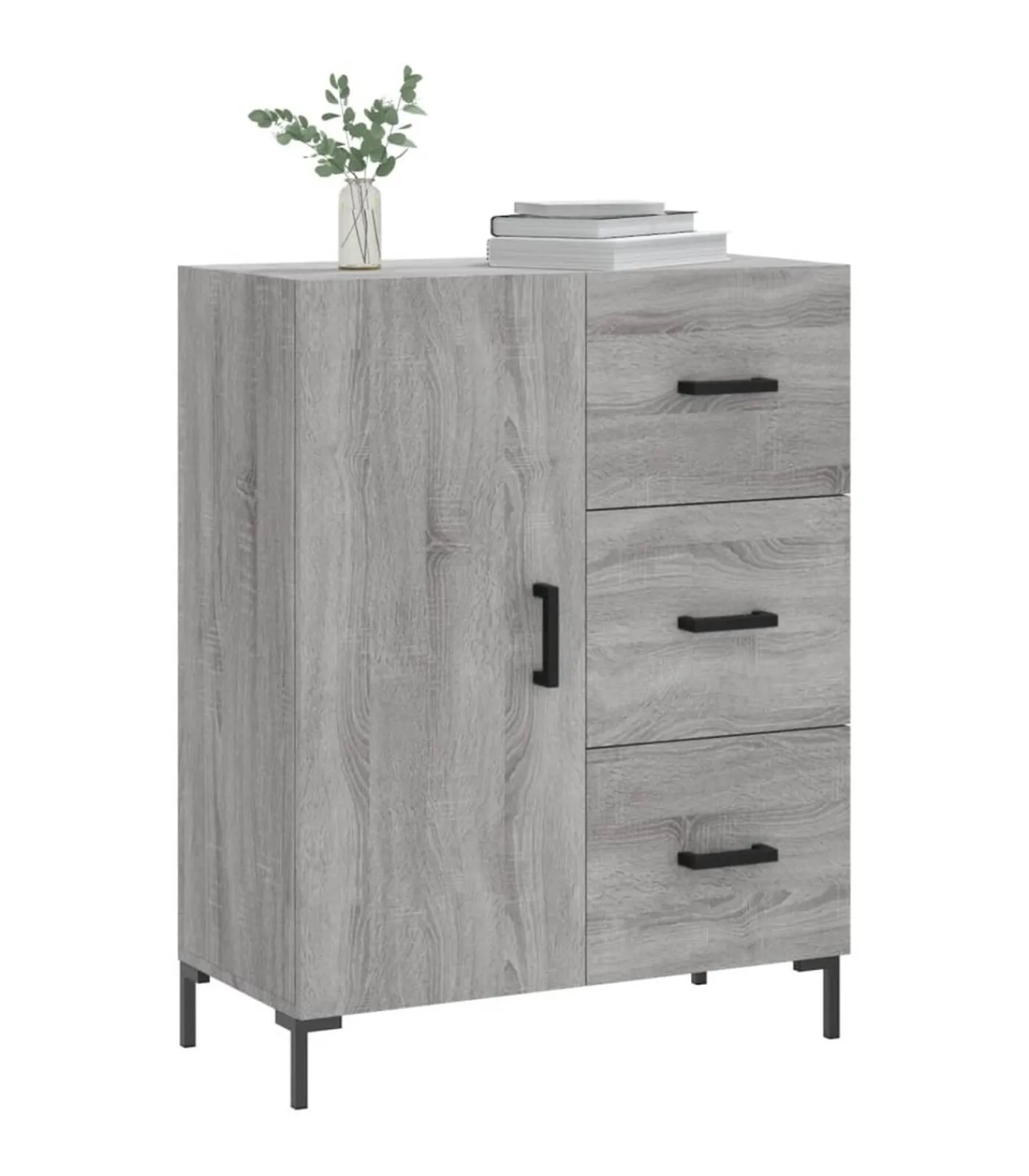 vidaXL Dressoir 69,5x34x90 cm bewerkt hout grijs sonoma eikenkleurig