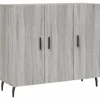vidaXL Dressoir 90x34x80 cm bewerkt hout grijs sonoma eikenkleurig