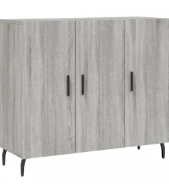 vidaXL Dressoir 90x34x80 cm bewerkt hout grijs sonoma eikenkleurig