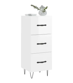 vidaXL Dressoir 34,5x34x90 cm bewerkt hout hoogglans wit