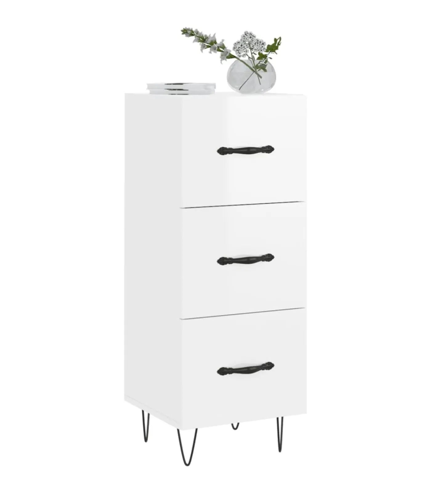 vidaXL Dressoir 34,5x34x90 cm bewerkt hout hoogglans wit