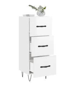 vidaXL Dressoir 34,5x34x90 cm bewerkt hout hoogglans wit