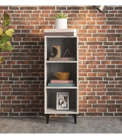 vidaXL Dressoir 34,5x32,5x90 cm bewerkt hout grijs sonoma eikenkleurig