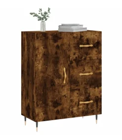 vidaXL Dressoir 69,5x34x90 cm bewerkt hout gerookt eikenkleurig
