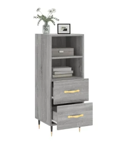 vidaXL Dressoir 34,5x34x90 cm bewerkt hout grijs sonoma eikenkleurig