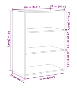 vidaXL Dressoir 70x41x93 cm bewerkt hout bruin eikenkleur