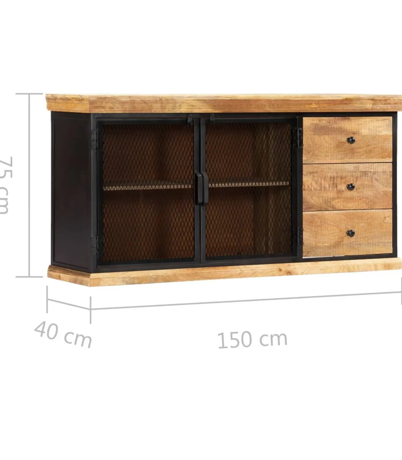 vidaXL Dressoir 150x40x75 cm massief mangohout