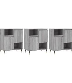 vidaXL Dressoirs 3 st bewerkt hout grijs sonoma eikenkleurig