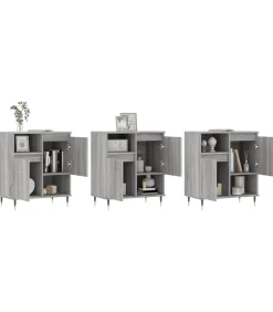 vidaXL Dressoirs 3 st bewerkt hout grijs sonoma eikenkleurig