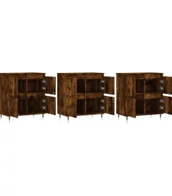 vidaXL Dressoirs 3 st bewerkt hout gerookt eikenkleurig