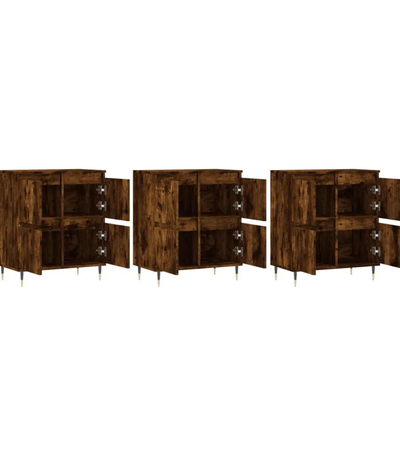 vidaXL Dressoirs 3 st bewerkt hout gerookt eikenkleurig