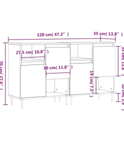 vidaXL Dressoirs 2 st bewerkt hout gerookt eikenkleurig