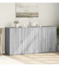 vidaXL Dressoirs 2 st 79x38x80 cm bewerkt hout grijs sonoma eikenkleur