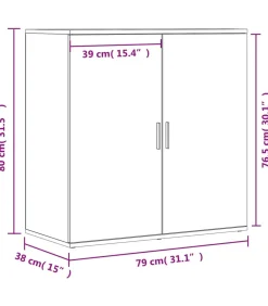 vidaXL Dressoirs 2 st 79x38x80 cm bewerkt hout grijs sonoma eikenkleur