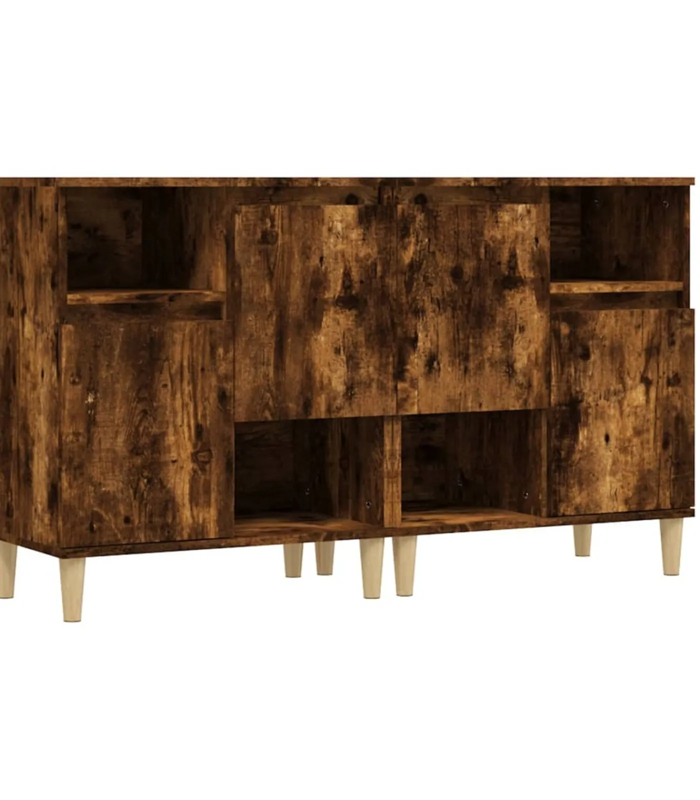 vidaXL Dressoirs 2 st 60x35x70 cm bewerkt hout gerookt eikenkleurig