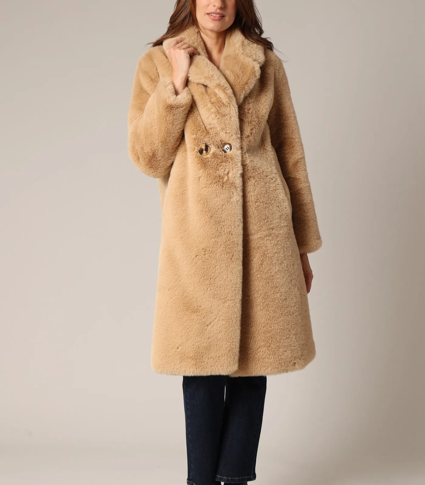 DRESSY - Lange jas van zacht imitatiebont DAMES Jassen