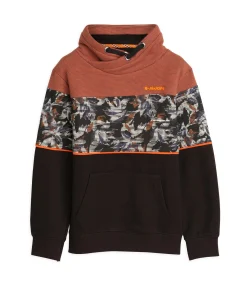 Kinderen J&JOY Driekleurige jongenstrui met kangoeroezak en plantenpatroon