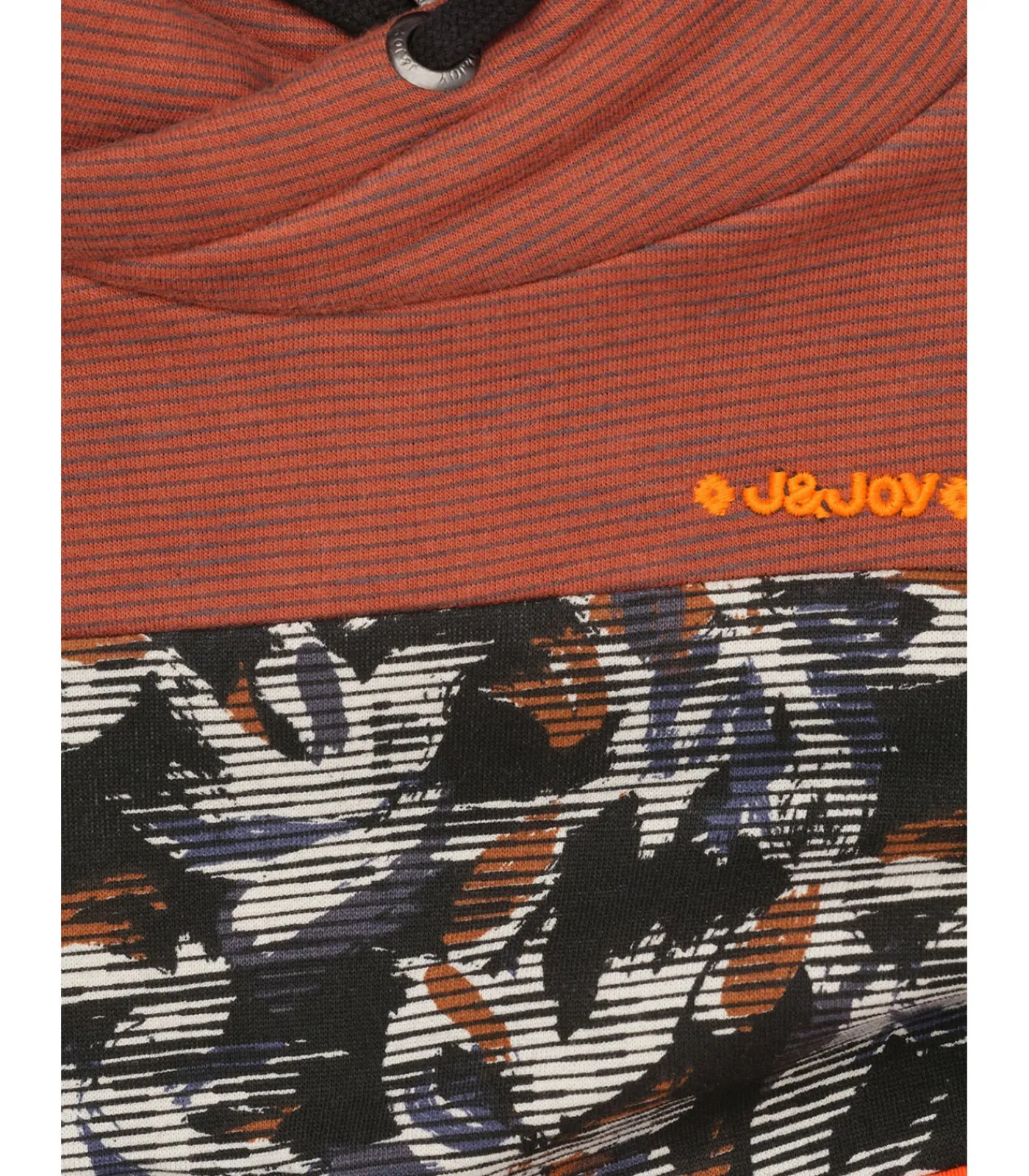 Kinderen J&JOY Driekleurige jongenstrui met kangoeroezak en plantenpatroon