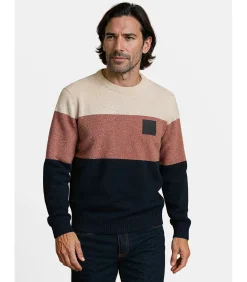 Heren J&JOY Driekleurige ronde halstrui voor heren