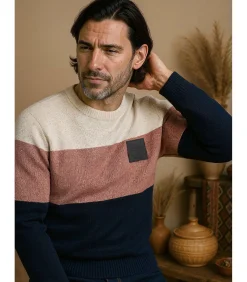 Heren J&JOY Driekleurige ronde halstrui voor heren