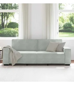 vidaXL Driezitsbank 180 cm fluweel lichtgrijs