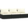 Sale Driezitsbank met kussens poly rattan zwart Tuinmeubelen