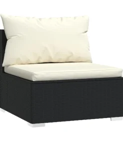 Sale Driezitsbank met kussens poly rattan zwart Tuinmeubelen
